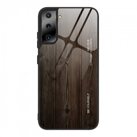 Samsung Galaxy S21 5G Funda de cristal templado Diseño de madera