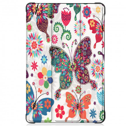 Funda inteligente Samsung Galaxy Tab A7 (2020) reforzada con mariposas y flores