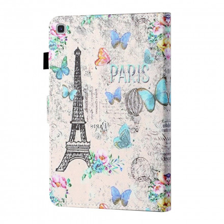 Funda Samsung Galaxy Tab A7 (2020) Torre Eiffel Mariposas
