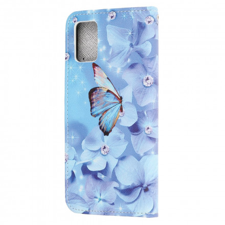 Funda Samsung Galaxy A32 5G con colgante de mariposas de diamante