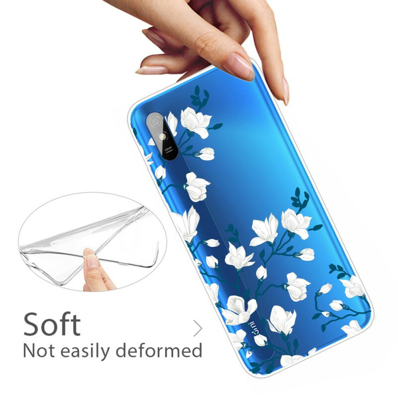 Funda Xiaomi Redmi 9A Flores Blancas