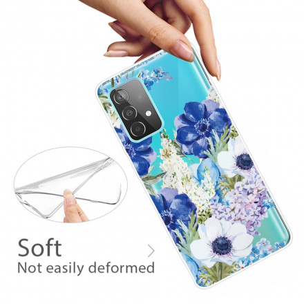 Samsung Galaxy A52 5G Funda de flor de acuarela transparente