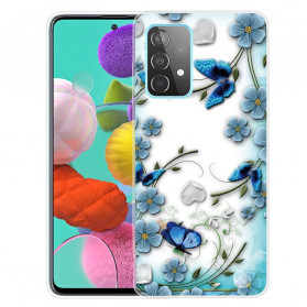 Samsung Galaxy A52 5G Funda Transparente Mariposas y Flores Retro