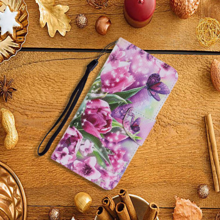 Funda Samsung Galaxy A32 5G Mariposas y Tulipanes