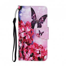 Funda Samsung Galaxy A52 5G Mariposas Florales Lanyard