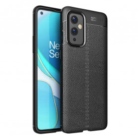 Funda de piel para OnePlus 9 efecto lichi de doble línea