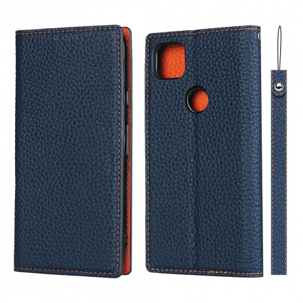 Funda Flip Cover Google Pixel 4a Cuero genuino Lichi Colgante