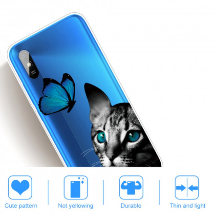 Funda Xiaomi Redmi 9A Gato y Mariposa