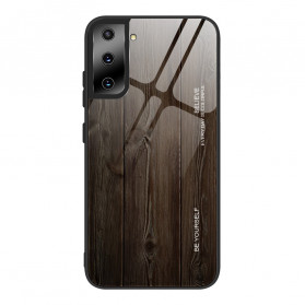 Samsung Galaxy S21 Plus 5G Funda de cristal templado Diseño de madera