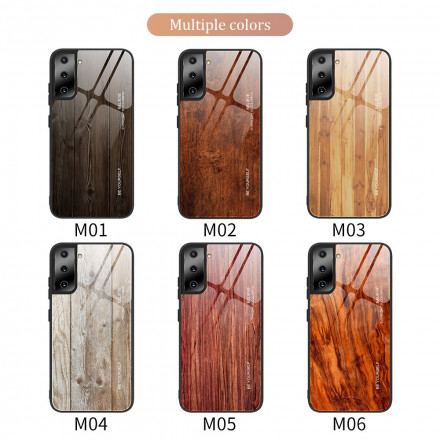 Samsung Galaxy S21 Plus 5G Funda de cristal templado Diseño de madera