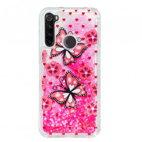 Funda de mariposa con purpurina para el Xiaomi Redmi Note 8T