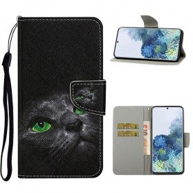 Funda para Samsung Galaxy A31 Green Eyes Cat con colgante