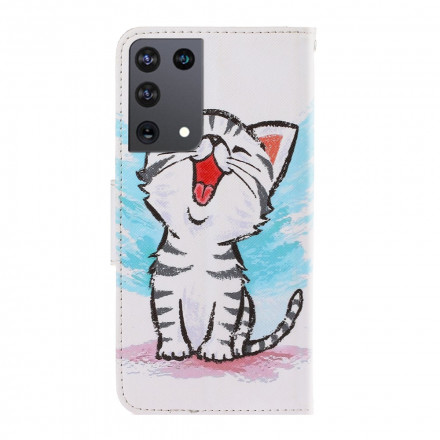 Funda con colgante de color gatito para el Samsung Galaxy S21 Ultra 5G