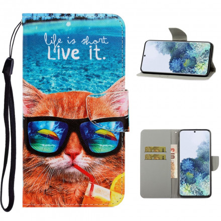 Funda con colgante Samsung Galaxy S21 Ultra 5G Cat Live It