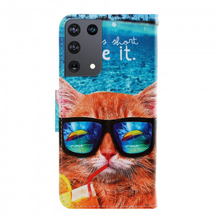 Funda con colgante Samsung Galaxy S21 Ultra 5G Cat Live It