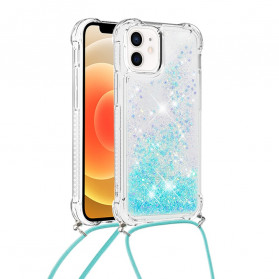 Funda iPhone 12 Mini Glitter y Cordón
