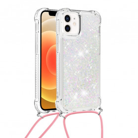 Funda iPhone 12 Mini Glitter y Cordón