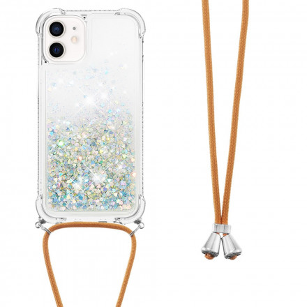 Funda iPhone 12 Mini Glitter y Cordón