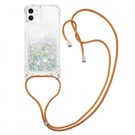 Funda iPhone 12 Mini Glitter y Cordón