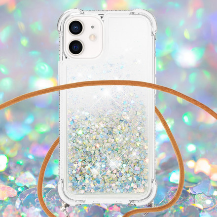 Funda iPhone 12 Mini Glitter y Cordón