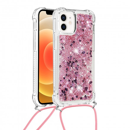 Funda iPhone 12 Mini Glitter y Cordón