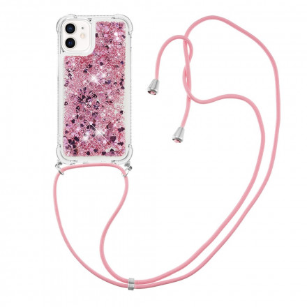 Funda iPhone 12 Mini Glitter y Cordón
