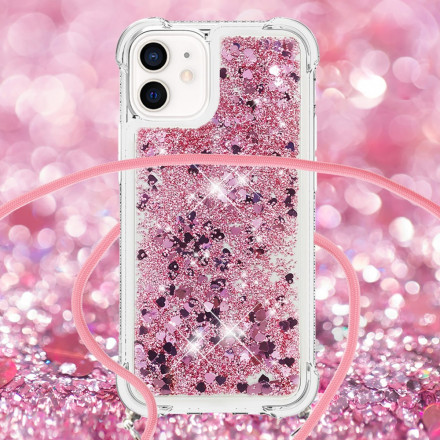 Funda iPhone 12 Mini Glitter y Cordón