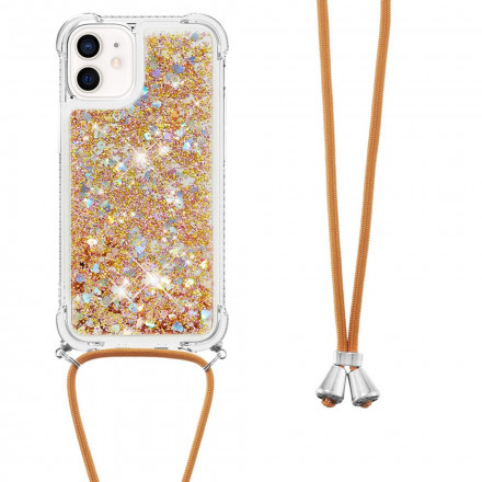 Funda iPhone 12 Mini Glitter y Cordón