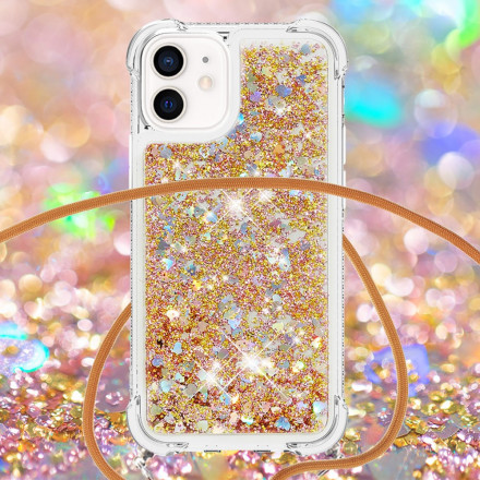 Funda iPhone 12 Mini Glitter y Cordón