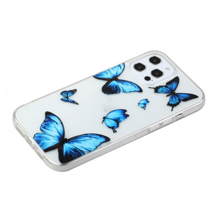 Funda iPhone 12 / 12 Pro Vuelo de mariposas azules