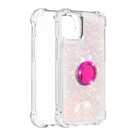Funda brillante para iPhone 12 / 12 Pro con anillo de soporte