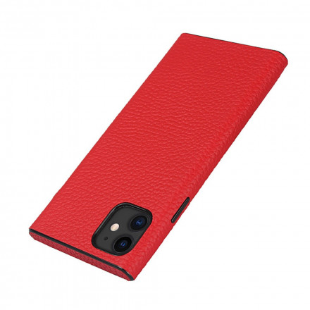 Funda de cuero genuino Litchi para iPhone 11 con colgante