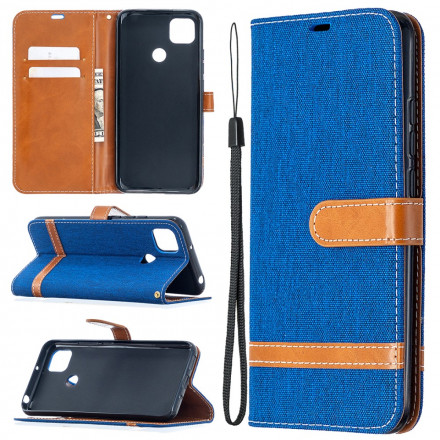 Funda de tela y colgante con efecto cuero para el Xiaomi Redmi 9C