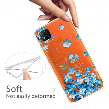 Xiaomi Redmi 9C Funda de ramo de flores azul