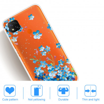Xiaomi Redmi 9C Funda de ramo de flores azul