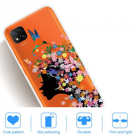 Xiaomi Redmi 9C Funda con cabeza de flor bonita