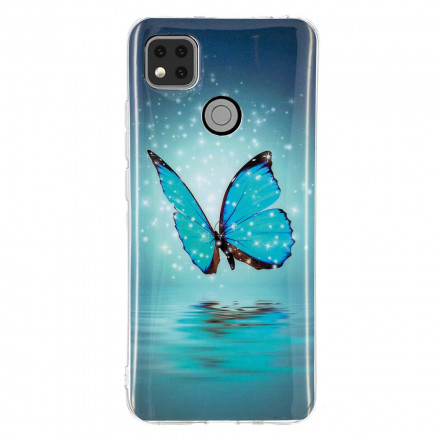 Xiaomi Redmi 9C Butterfly Funda Azul Fluorescente