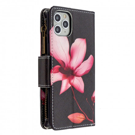 Funda para iPhone 11 Pro Max Bolsillo con cremallera Flor