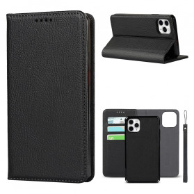 Flip Cover iPhone 11 Pro Max Funda desmontable de piel genuina de lichi