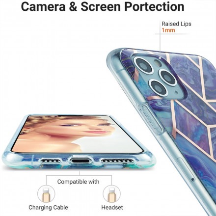 Funda de silicona iPhone 11 Pro Max Geometría de mármol