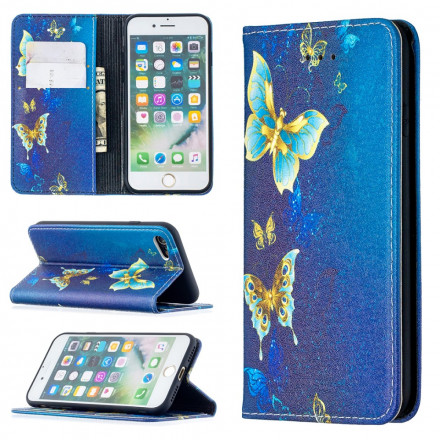 Flip Cover iPhone SE 2 / 8 / 7 Mariposas de colores