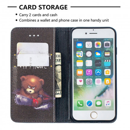 Flip Cover iPhone SE 2 / 8 / 7 Dangerous Bear