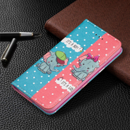 Flip Cover iPhone SE 2 / 8 / 7 Baby Elephants