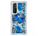 Xaiomi Mi Note 10 Lite Funda Mariposas Azul Brillo