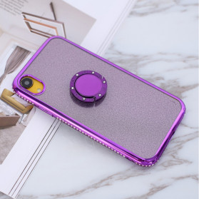 Funda iPhone XR Anillo de purpurina y diamantes