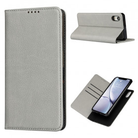 Funda Flip Cover iPhone XR de cuero genuino Lichi Funda desmontable