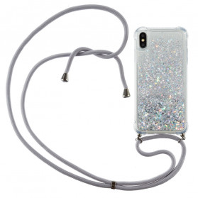 Funda para el iPhone X / XS con purpurina y cuerdas