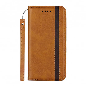 Funda abatible iPhone X / XS efecto cuero bicolor con colgante