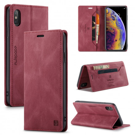Funda Flip Cover iPhone XS Max Efecto Cuero Tecnología RFID