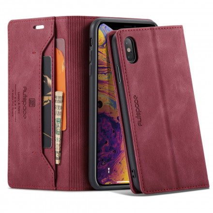 Funda Flip Cover iPhone XS Max Efecto Cuero Tecnología RFID